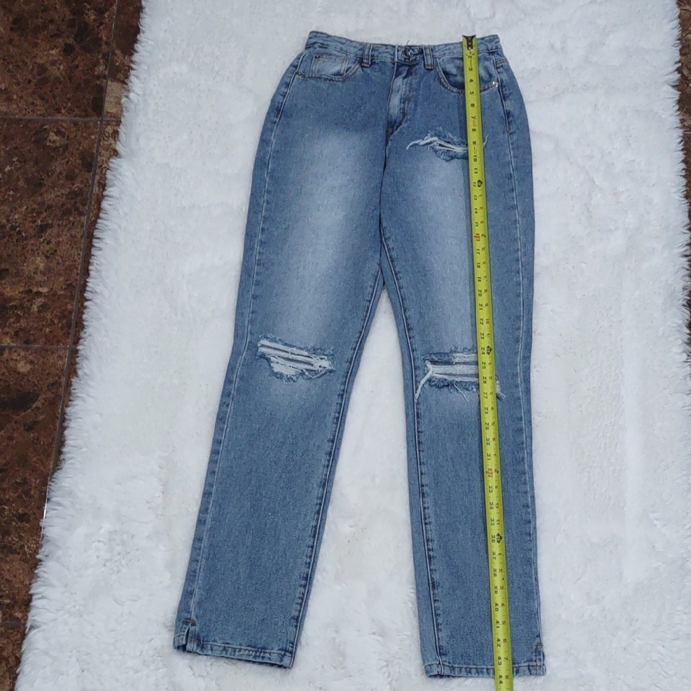 MISSGUIDED Classic Blue Distressed Women's Jeans - Picture 11 of 17